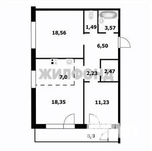 3-к квартира, вторичка, 74м2, 17/18 этаж