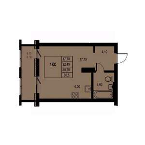 Студия квартира, строящийся дом, 36м2, 5/23 этаж