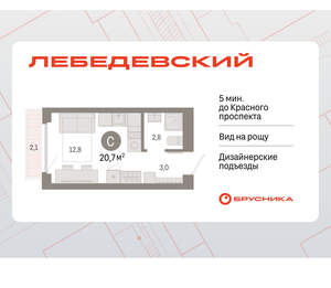 Студия квартира, вторичка, 21м2, 3/12 этаж