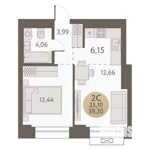 2-к квартира, вторичка, 39м2, 20/31 этаж