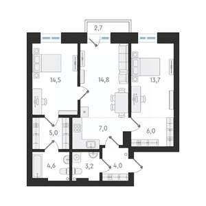 3-к квартира, вторичка, 73м2, 7/16 этаж