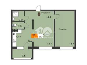 2-к квартира, вторичка, 53м2, 4/10 этаж