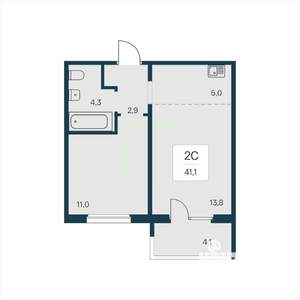 1-к квартира, вторичка, 41м2, 6/17 этаж