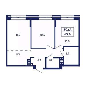 3-к квартира, вторичка, 49м2, 1/14 этаж