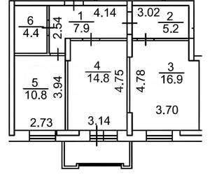 2-к квартира, вторичка, 64м2, 1/18 этаж