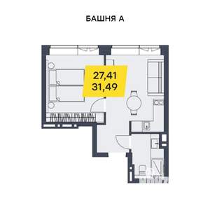 1-к квартира, вторичка, 31м2, 11/29 этаж