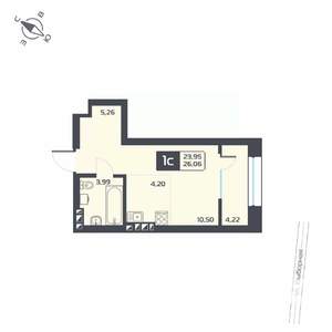 1-к квартира, вторичка, 26м2, 12/25 этаж