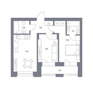 2-к квартира, вторичка, 56м2, 15/25 этаж