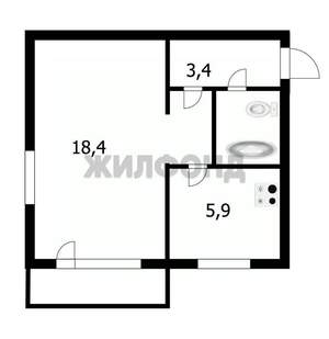 1-к квартира, вторичка, 30м2, 2/5 этаж