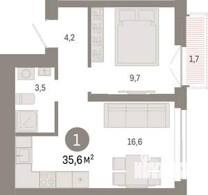 1-к квартира, вторичка, 36м2, 9/23 этаж