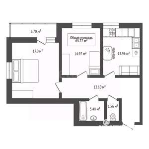 2-к квартира, вторичка, 66м2, 7/22 этаж