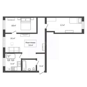 3-к квартира, вторичка, 55м2, 1/5 этаж