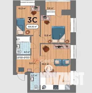 2-к квартира, вторичка, 63м2, 7/15 этаж