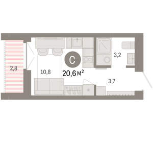 Студия квартира, вторичка, 21м2, 5/23 этаж