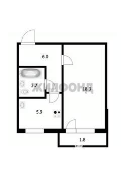 1-к квартира, вторичка, 35м2, 4/5 этаж