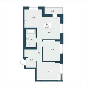 3-к квартира, вторичка, 66м2, 12/17 этаж