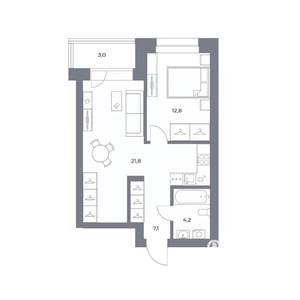 1-к квартира, вторичка, 49м2, 9/25 этаж