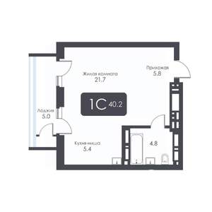 Студия квартира, строящийся дом, 40м2, 29/30 этаж