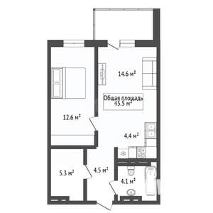 2-к квартира, вторичка, 46м2, 10/17 этаж