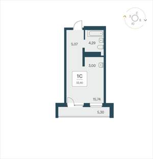 Студия квартира, вторичка, 33м2, 18/25 этаж