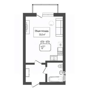 Студия квартира, вторичка, 35м2, 11/17 этаж