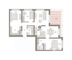 3-к квартира, вторичка, 119м2, 7/8 этаж