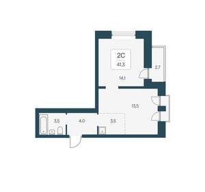 2-к квартира, вторичка, 41м2, 19/22 этаж