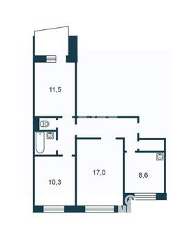 3-к квартира, вторичка, 63м2, 6/9 этаж