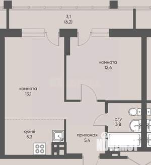 1-к квартира, вторичка, 46м2, 14/15 этаж