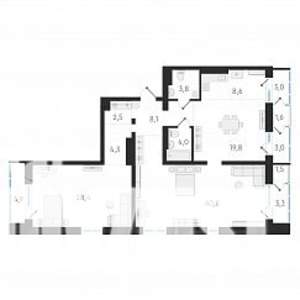 3-к квартира, строящийся дом, 120м2, 17/18 этаж