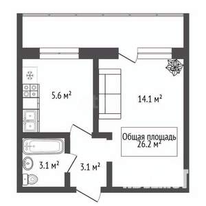 1-к квартира, вторичка, 26м2, 4/10 этаж