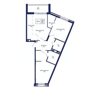 3-к квартира, вторичка, 72м2, 8/14 этаж