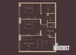 3-к квартира, вторичка, 72м2, 3/14 этаж