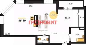 3-к квартира, вторичка, 86м2, 20/30 этаж