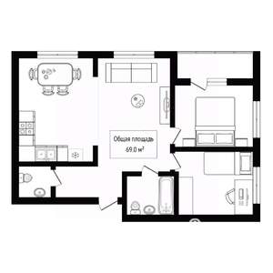 3-к квартира, вторичка, 69м2, 13/25 этаж