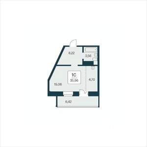 Студия квартира, вторичка, 36м2, 10/25 этаж