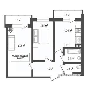 2-к квартира, вторичка, 51м2, 9/24 этаж