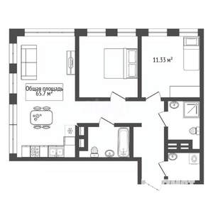 3-к квартира, вторичка, 66м2, 18/20 этаж