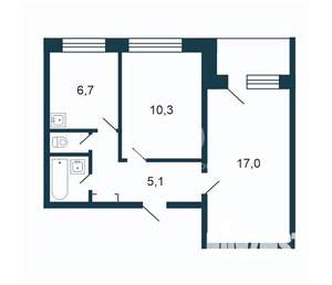2-к квартира, вторичка, 44м2, 5/5 этаж
