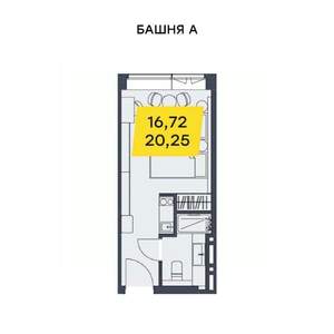 Студия квартира, вторичка, 20м2, 8/29 этаж