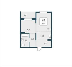 2-к квартира, вторичка, 43м2, 7/17 этаж