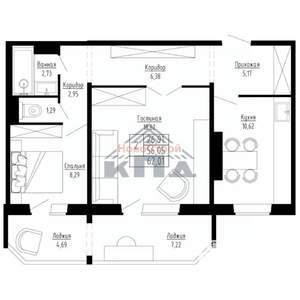 2-к квартира, строящийся дом, 62м2, 8/15 этаж