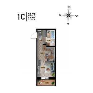 Студия квартира, вторичка, 27м2, 4/17 этаж