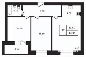3-к квартира, вторичка, 62м2, 2/9 этаж