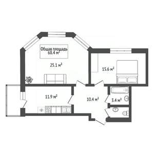 2-к квартира, вторичка, 68м2, 2/17 этаж