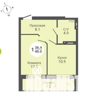 1-к квартира, сданный дом, 40м2, 13/17 этаж