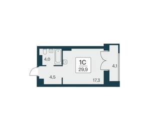 Студия квартира, вторичка, 30м2, 26/30 этаж