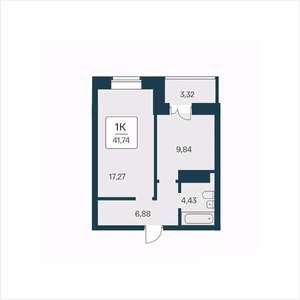1-к квартира, вторичка, 42м2, 8/25 этаж