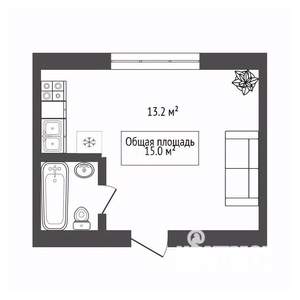 Студия квартира, вторичка, 15м2, 1/3 этаж