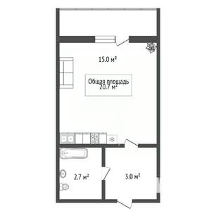 Студия квартира, вторичка, 21м2, 7/10 этаж